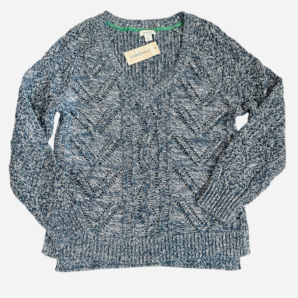 NEW! SUNDANCE Delano Blue Heather V-Neck Sweater | Size Small